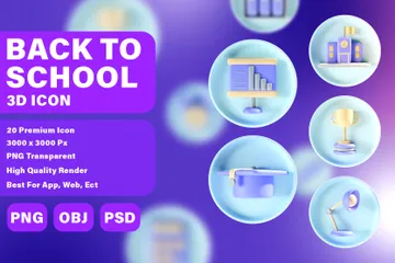 Zurück zur Schule 3D Icon Pack