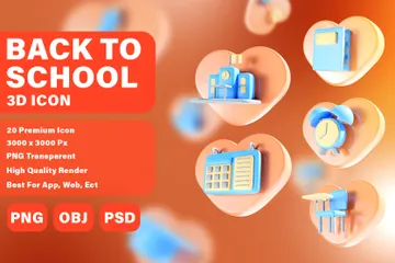 Zurück zur Schule 3D Icon Pack