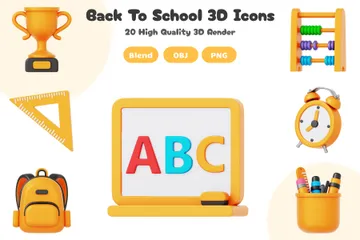 Zurück zur Schule 3D Icon Pack