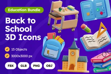 Zurück zur Schule 3D-Illustration Pack