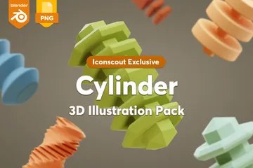 Zylinder und Punkte 3D Illustration Pack