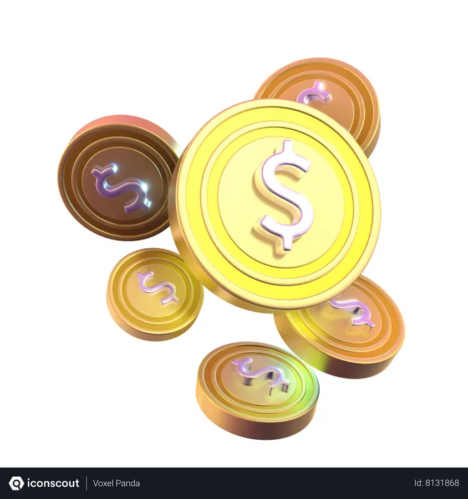 Free Dollar Coins  3D Icon
