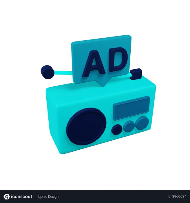 Free FM radio advertisement  3D Illustration