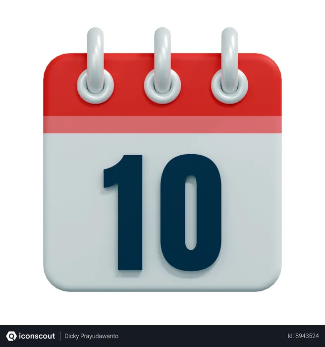 Free 10 Date  3D Icon