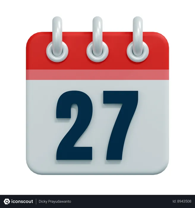 Free 27 Date  3D Icon