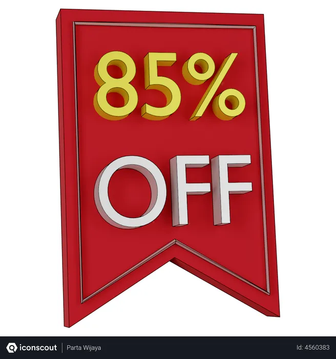 Free 85 Percent Discount Tag  3D Icon