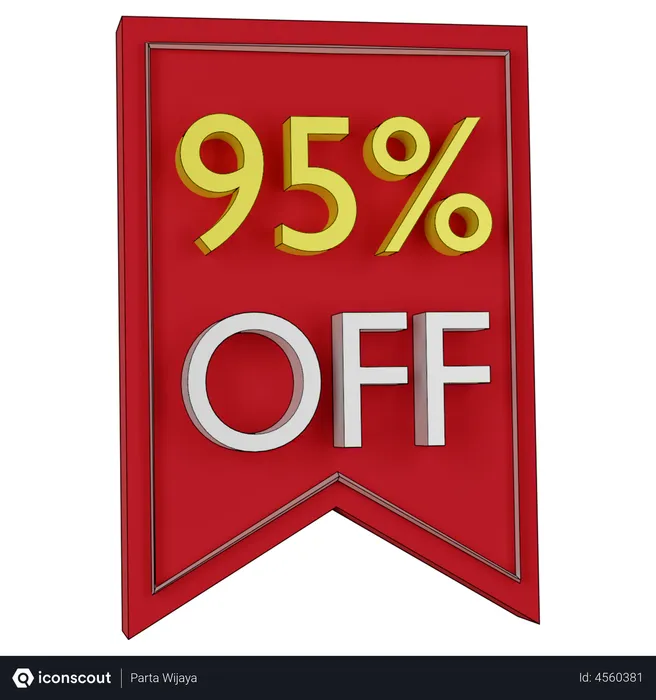 Free 95 Percent Discount Tag  3D Icon