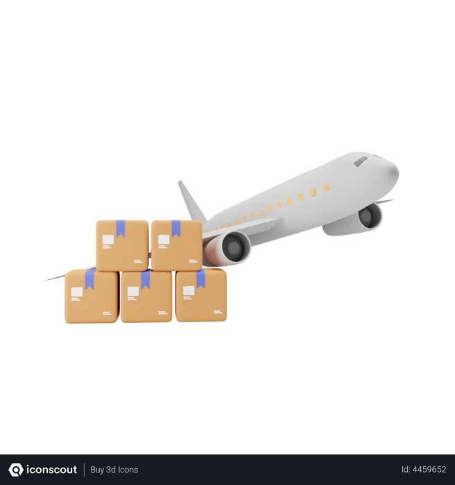 Free Airplane and Packages  3D Illustration