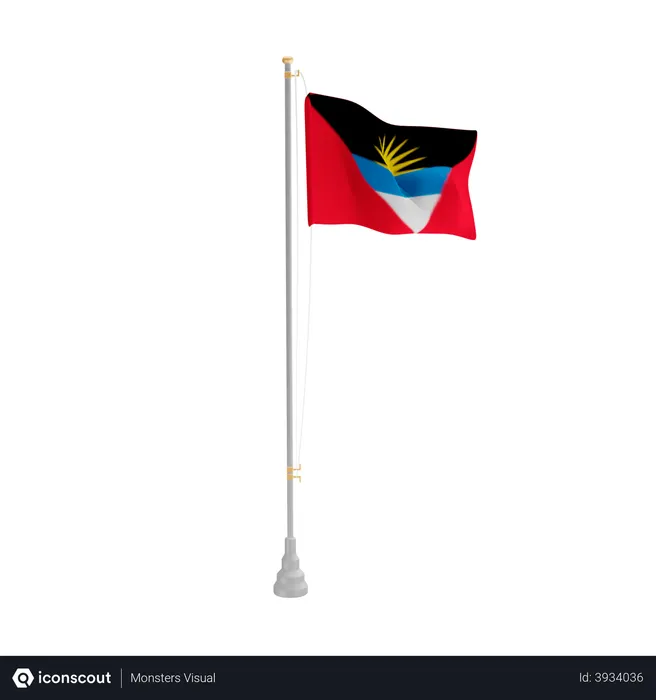 Free Antigua and Barbuda Flag 3D Flag