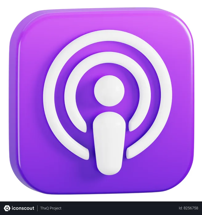 Free Apple Podcast Application  3D Icon