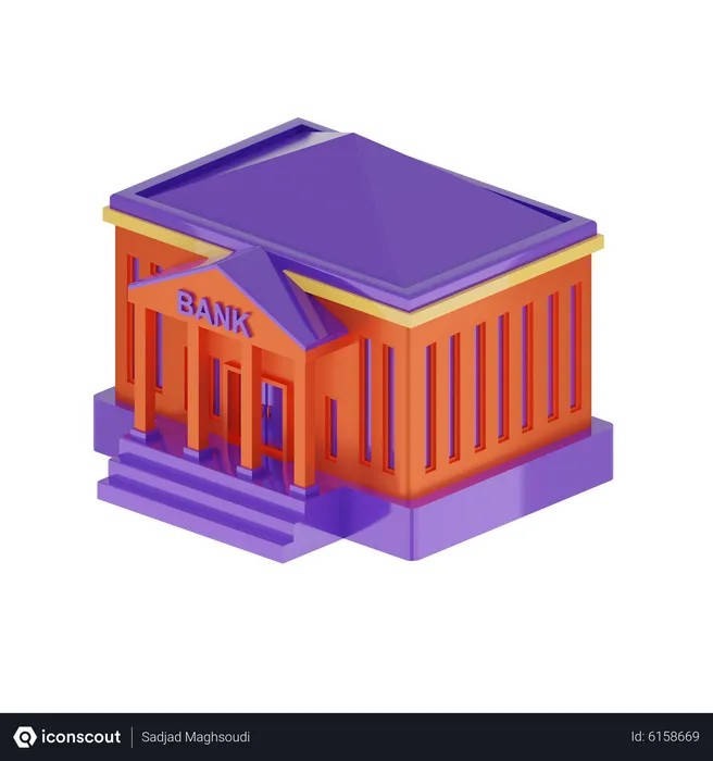 Free Bank Building  3D Icon