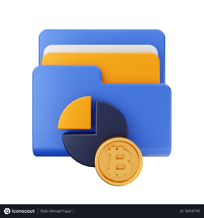 Free Bitcoin Chart Folder  3D Icon