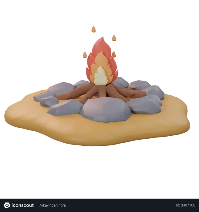 Free Bonfire  3D Icon