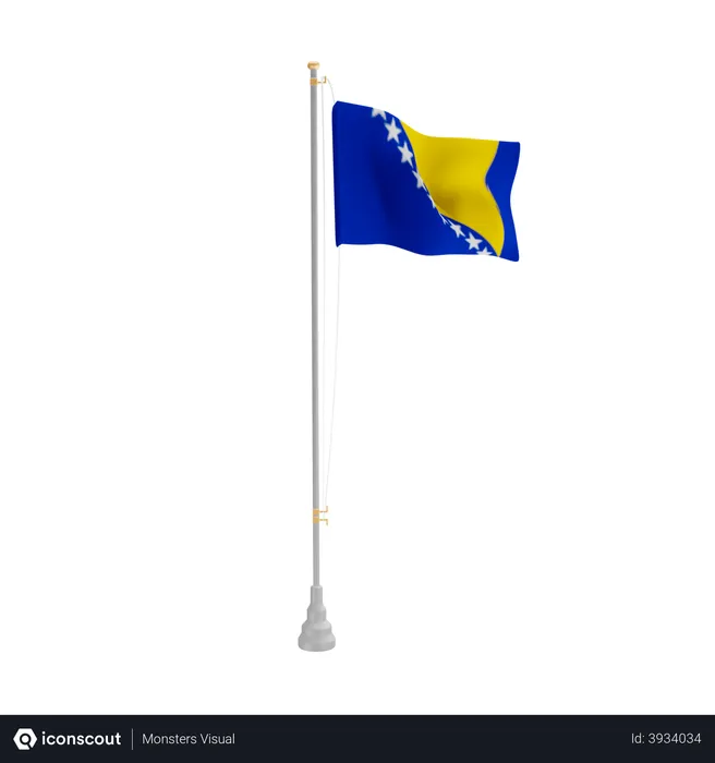 Free Bosnia and Herzegovina Flag 3D Flag