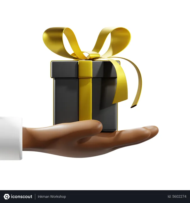 Free Mão segurando uma caixa de presente da Black Friday  3D Icon