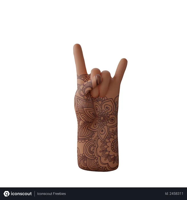 Free Signo de Rock N Roll con la mano  3D Illustration