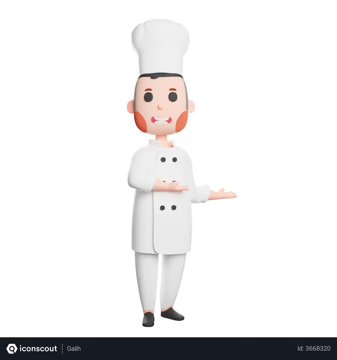Free Cheerful chef gesturing with his hands  3D Illustration