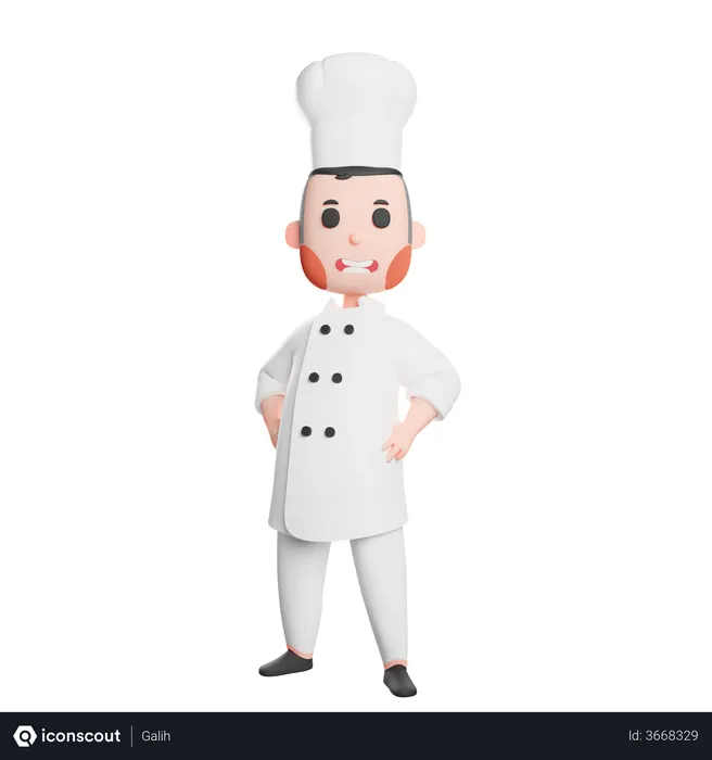 Free Chef standing with his hands in pockets  3D Illustration