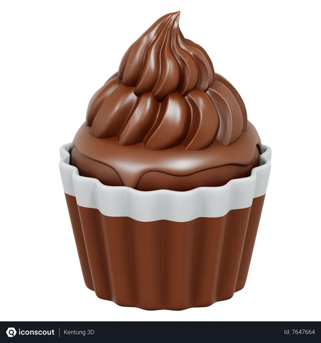 Free Chocolate Cupcake  3D Icon