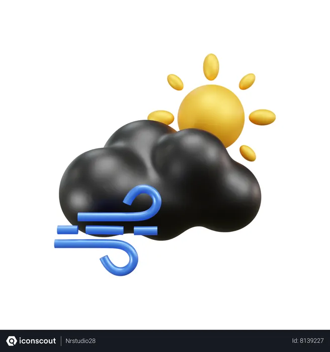 Free Cloud Windy Weather 3D Icon download in PNG, OBJ or Blend format