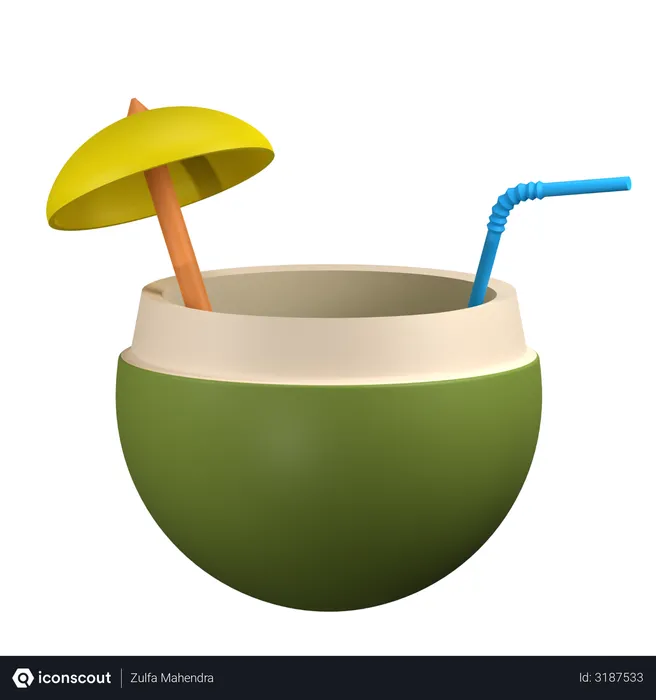 Free Coconut Drink  3D Illustration