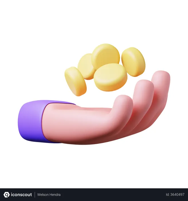 Free Coin In Hand  3D Illustration