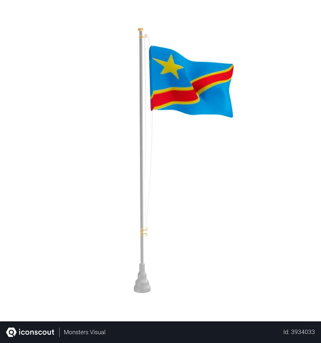 Free Congo Republic Democratic Flag 3D Illustration