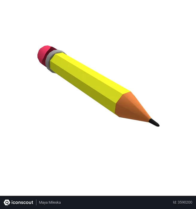 Free Crayon jaune  3D Illustration