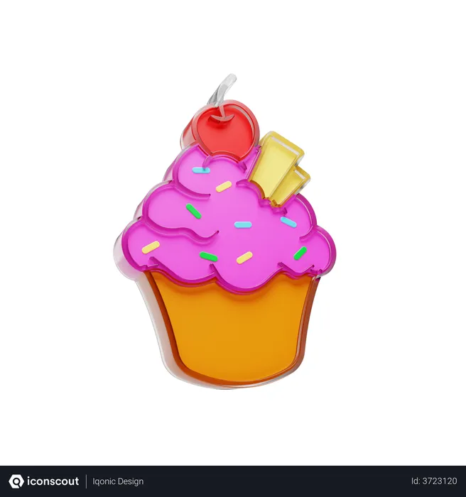 Free Cupcake  3D Illustration