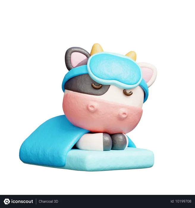 Free かわいい牛が眠っている  3D Illustration