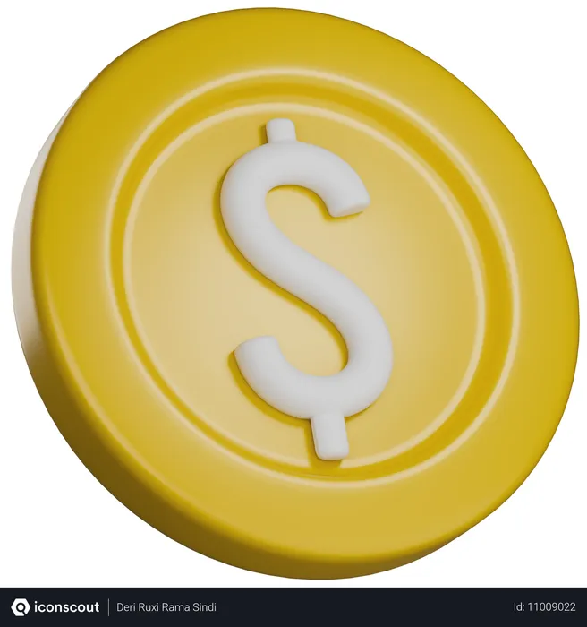 Free Dollar Coin  3D Icon