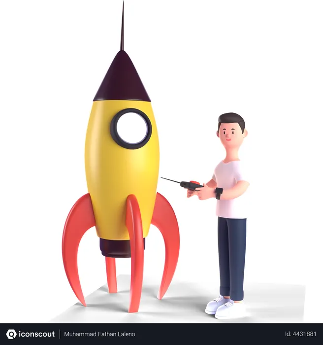 Free Empresario trabajando en la puesta en marcha de un negocio  3D Icon