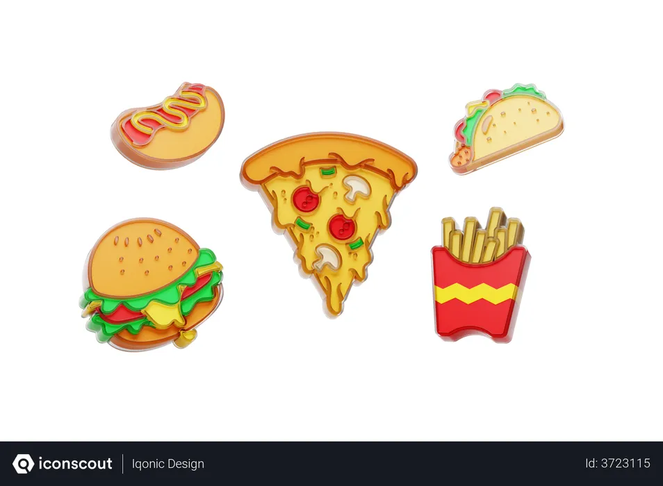 Premium Vector  Junk food sticker set bundle vector illustration beef  burgers donuts pizza hotdog