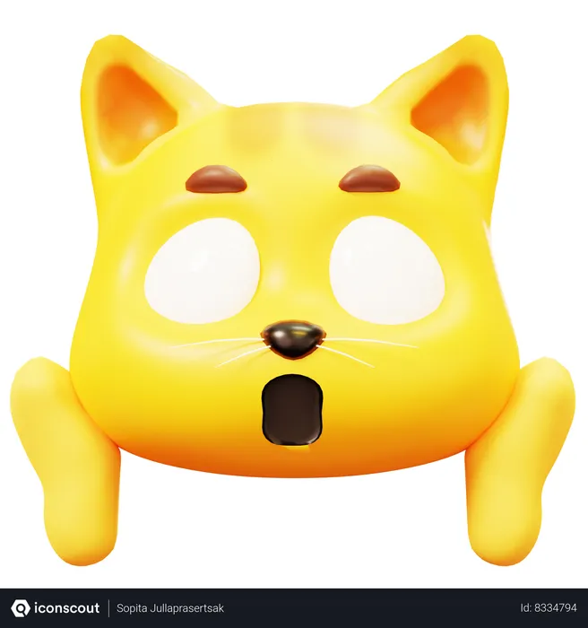 Free Fear Cat Emoji 3D Icon