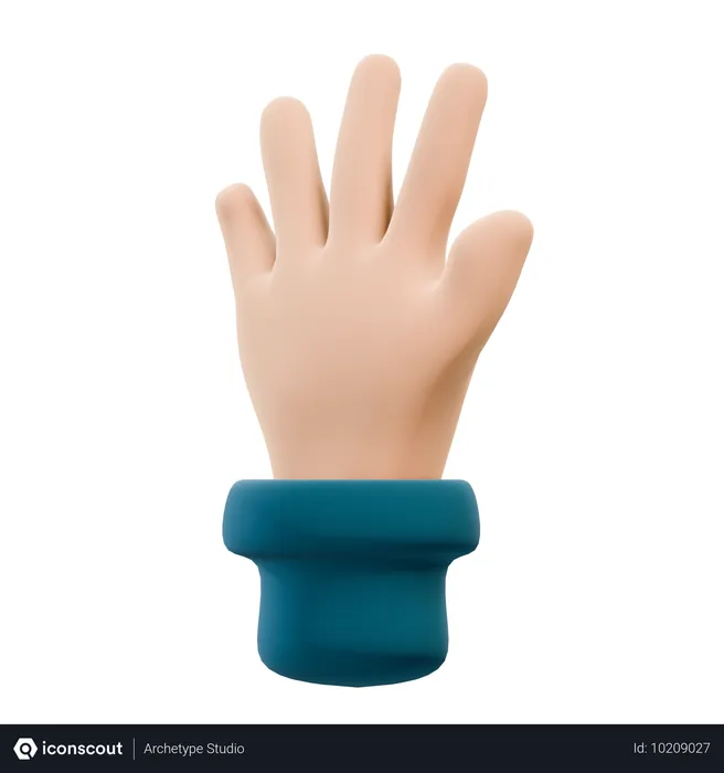 Free Five Fingers Hand Gesture  3D Icon