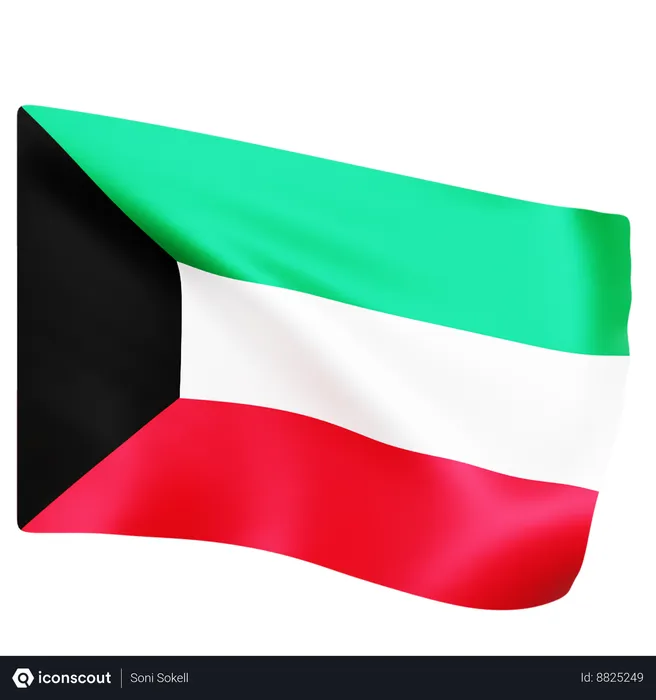 Free Flag of Kuwait  3D Icon