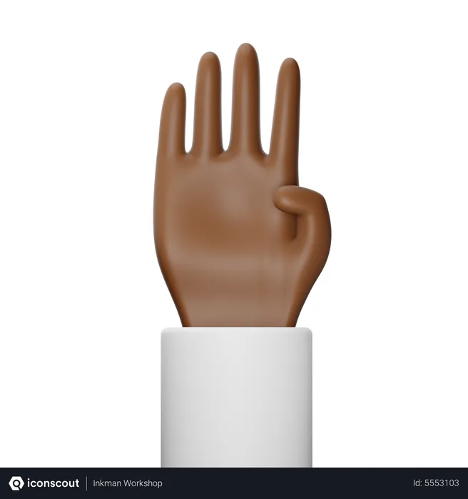 Free Four Fingers Hand Gesture  3D Icon