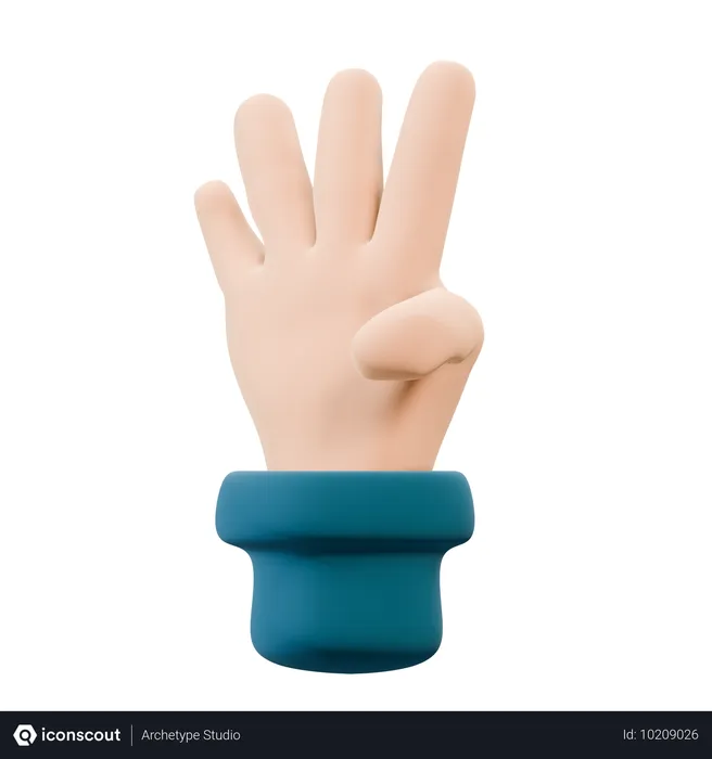 Free Gesto de la mano con cuatro dedos  3D Icon