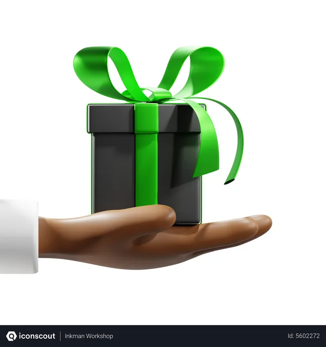 Free Gift Box With Hand  3D Icon