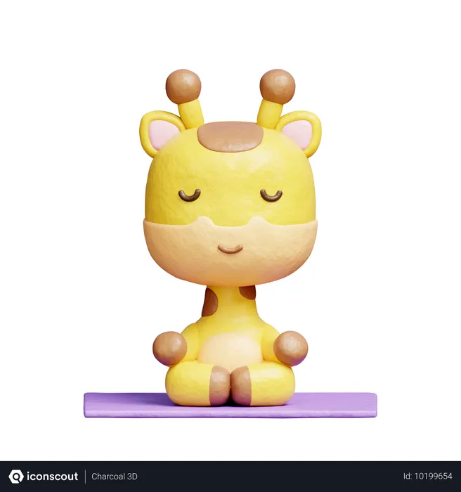 Free Girafa fofa meditação yoga  3D Illustration