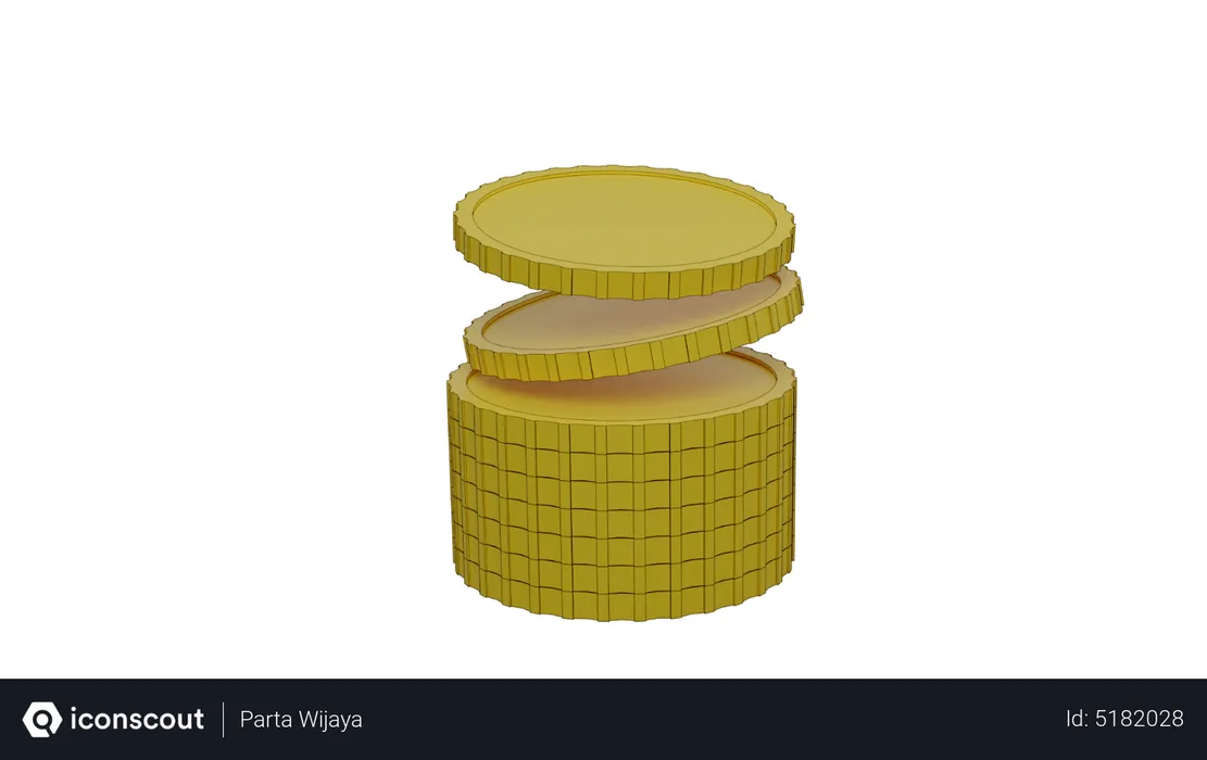 Free Gold Coins Stack  3D Icon