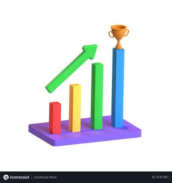 Free Growth Graph  3D Icon