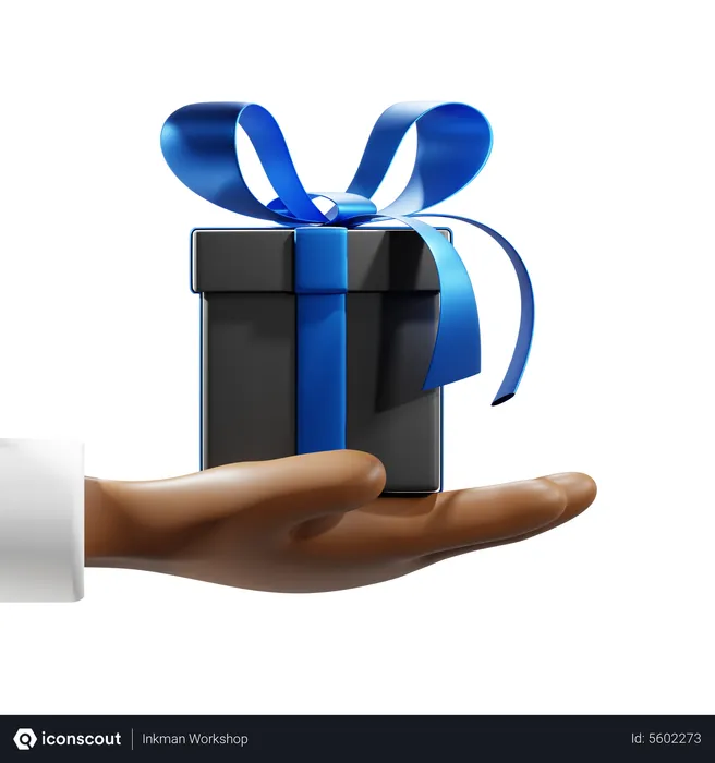 Free Hand Holding Gift box  3D Icon