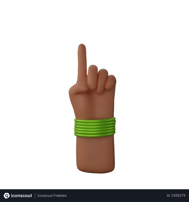 Free Hand mit Armreifen, die eine Geste mit erhobenem Finger zeigen  3D Icon