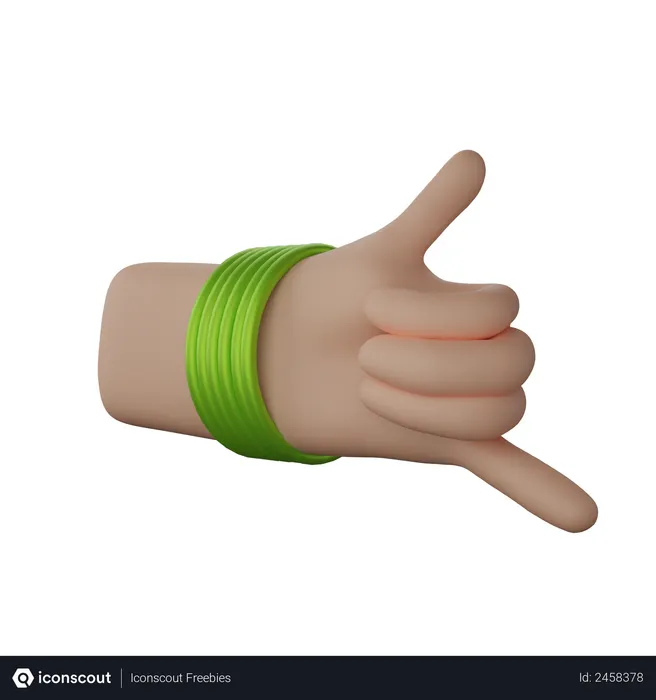 Free Hand mit Armreifen, die die Geste „Ruf mich an“ zeigen  3D Icon