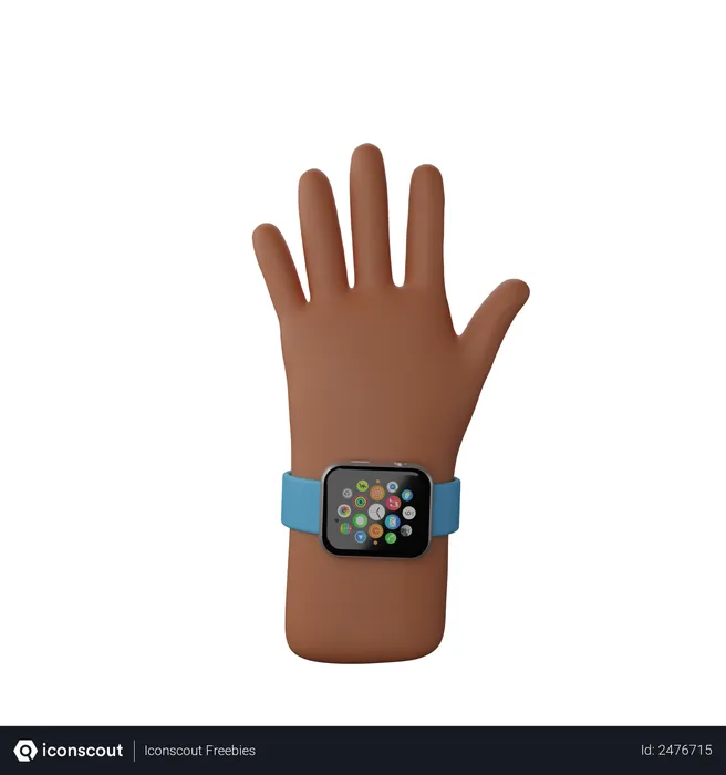 Free Hand mit Smartwatch zeigt Stop-Geste  3D Illustration