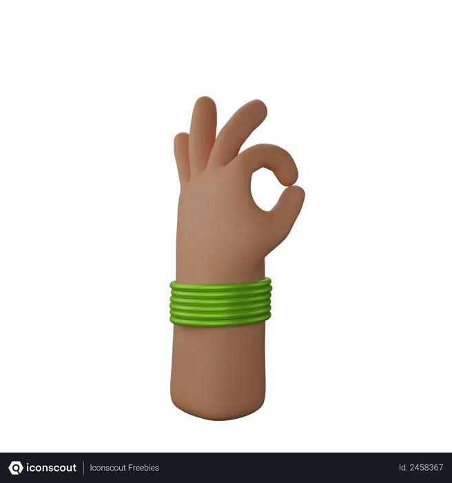 Free Hand with bangles showing All ok gesture  3D Illustration