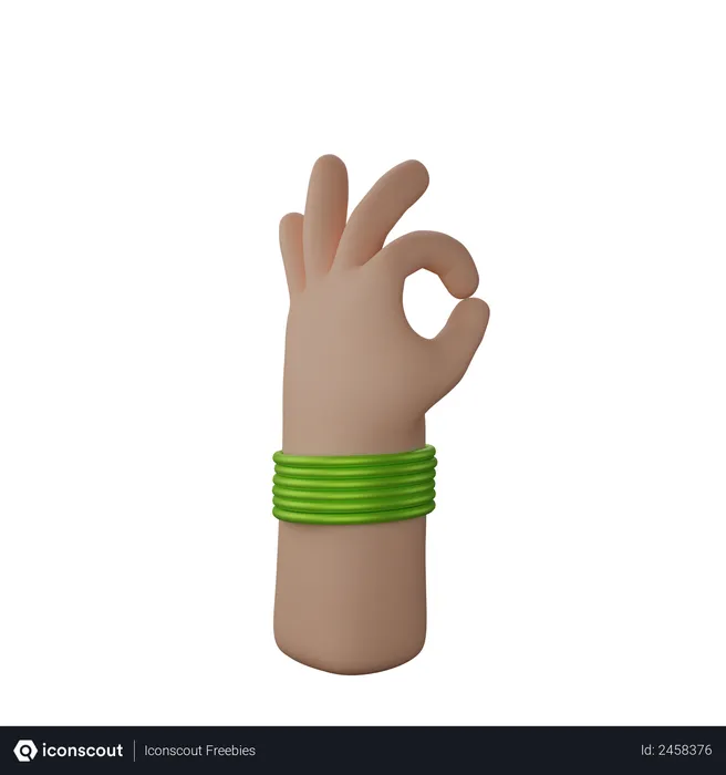 Free Hand with bangles showing All okay gesture  3D Illustration