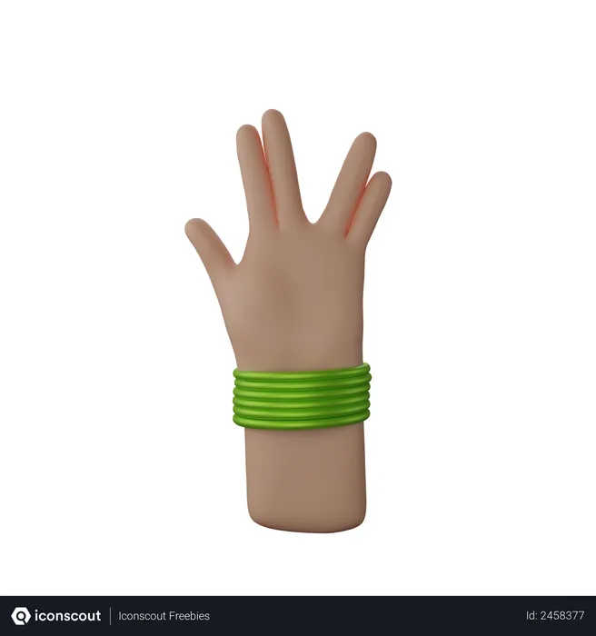 Free Hand with bangles showing Live Long And Prosper Sign  3D Illustration