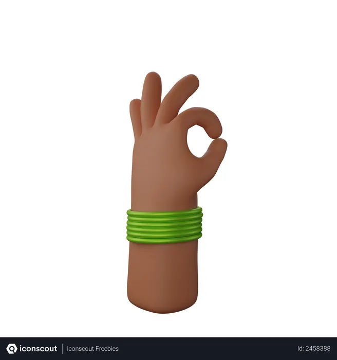 Free Hand with bangles showing ok gesture  3D Illustration